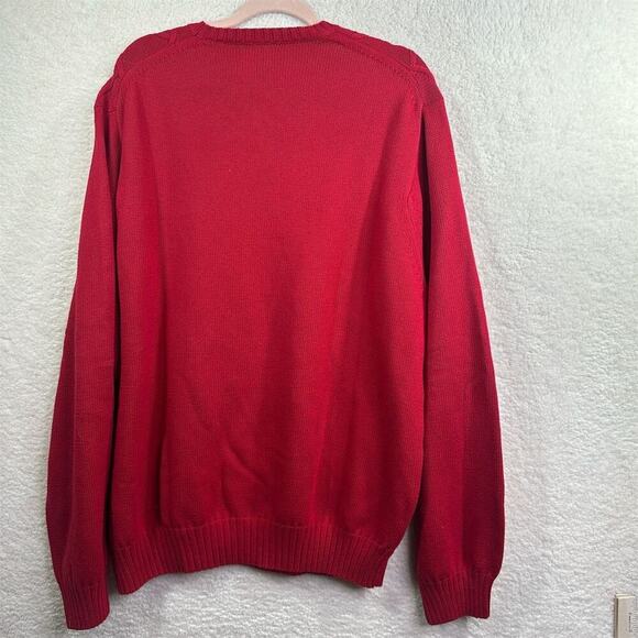 IZOD Men's Argyle Red Pullover Sweater 2XL Long Sleeve Casual - Picture 9 of 9